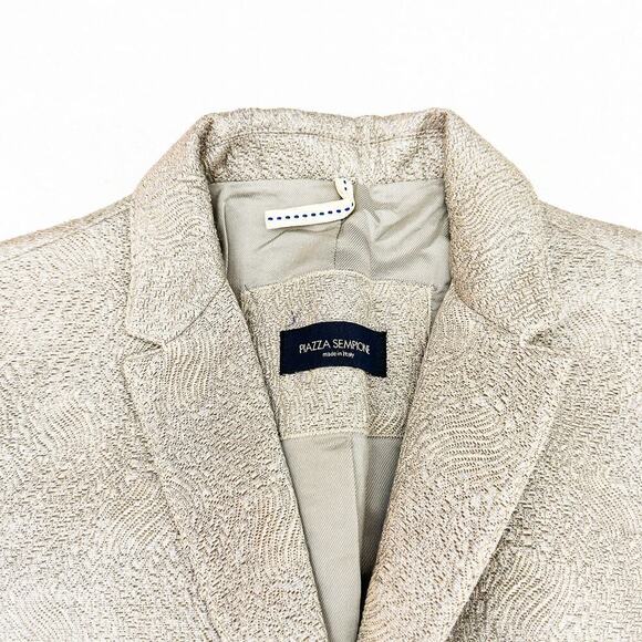 Piazza Sempione Gold Tetured Wool Silk 2-Button Blazer Metallic Size 42 - Picture 3 of 6